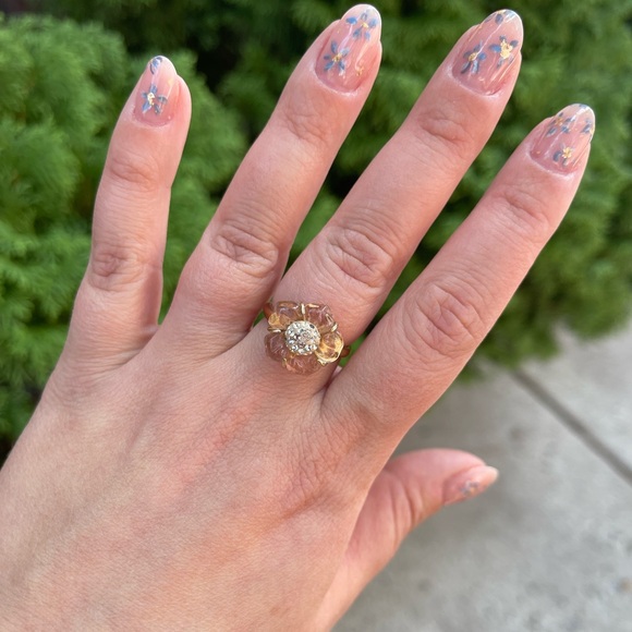 Swarovski Floral Motif Ring in Pink Crystal - Picture 1 of 16